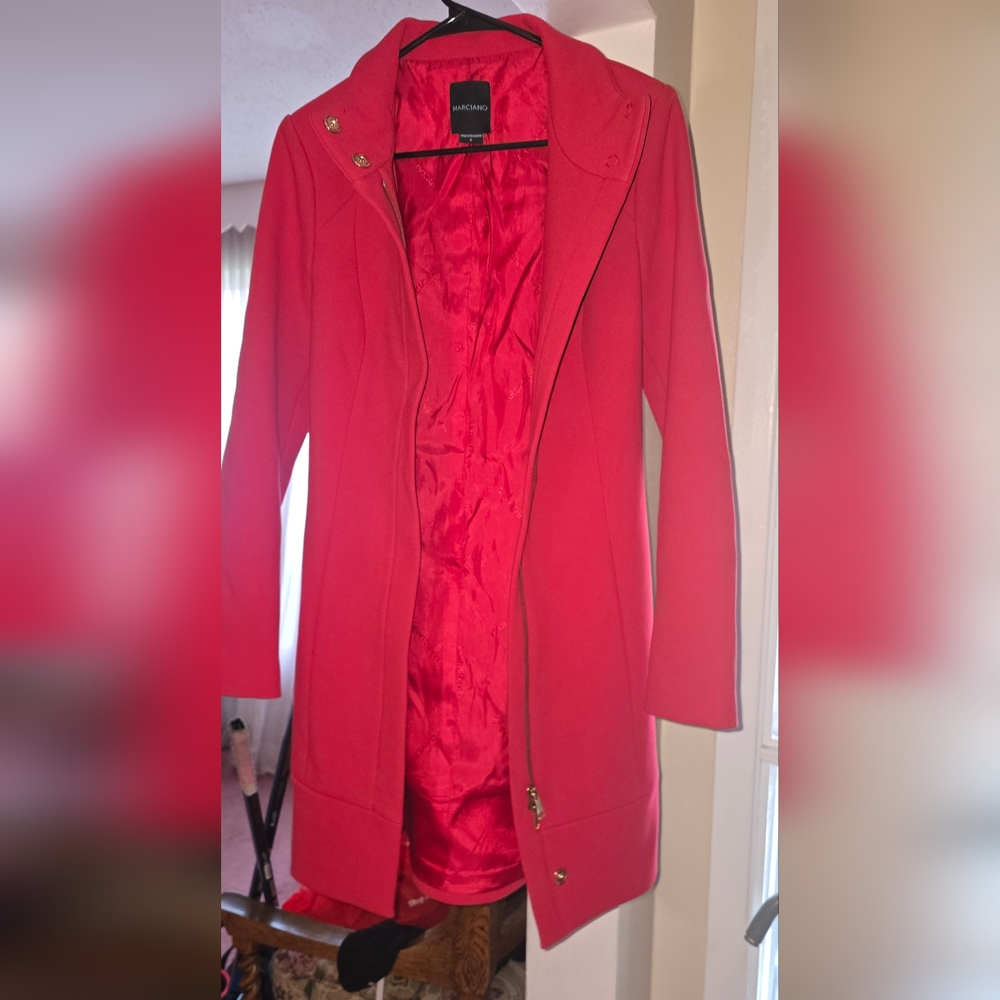 Marciano Red Trench Coat with Classic Silhouette
